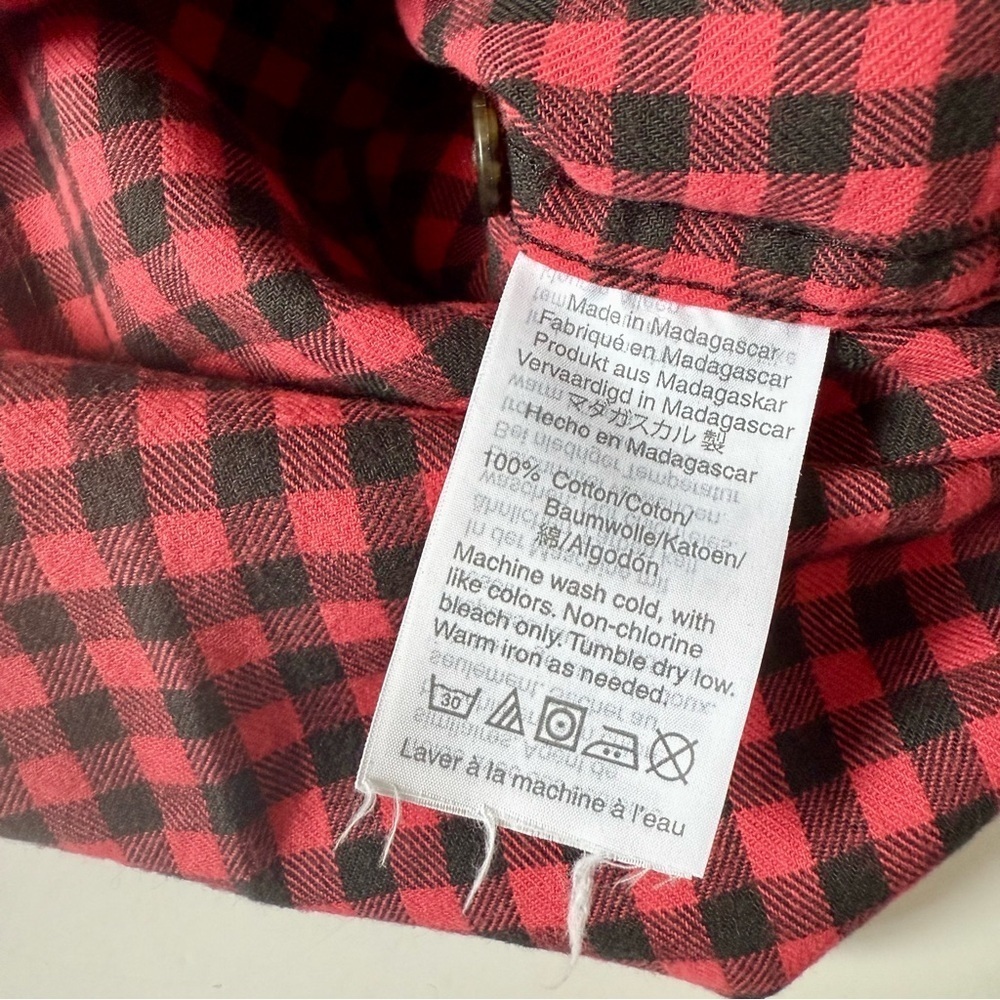 J.Crew Gingham Flannel Button-Down Shirt Red Black Size 6 - Picture 8 of 8